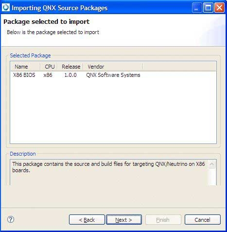 Import QNX Source Package