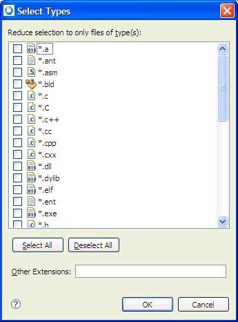 Select Types dialog