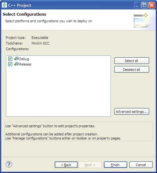 Select platforms and configurations