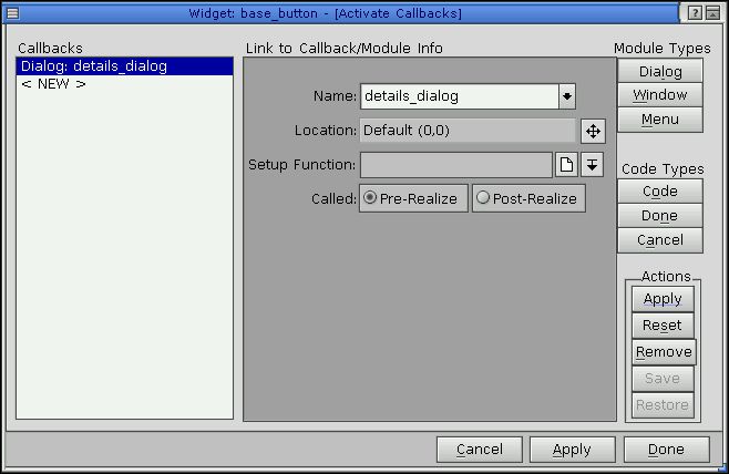 Callback-editor session