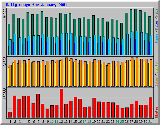 Daily usage for January 2004
